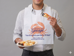 Man wearing a George Stone Crab bib