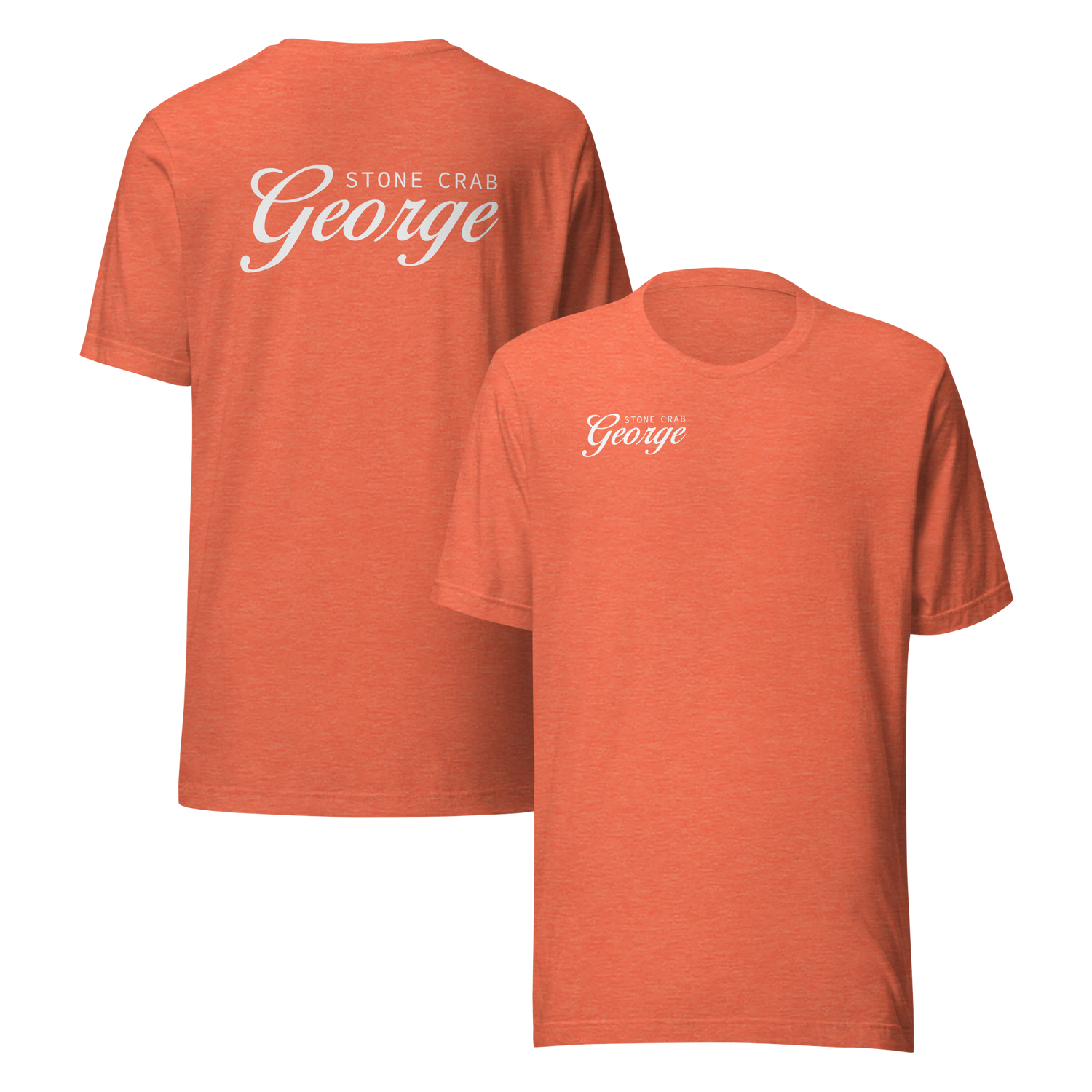 A dusty rose short-sleeve t-shirt shown from both front and back. The front features a small white and blue sunburst graphic on the left chest.