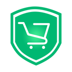 A green shield emblem with a shopping cart icon representing a package protection service.